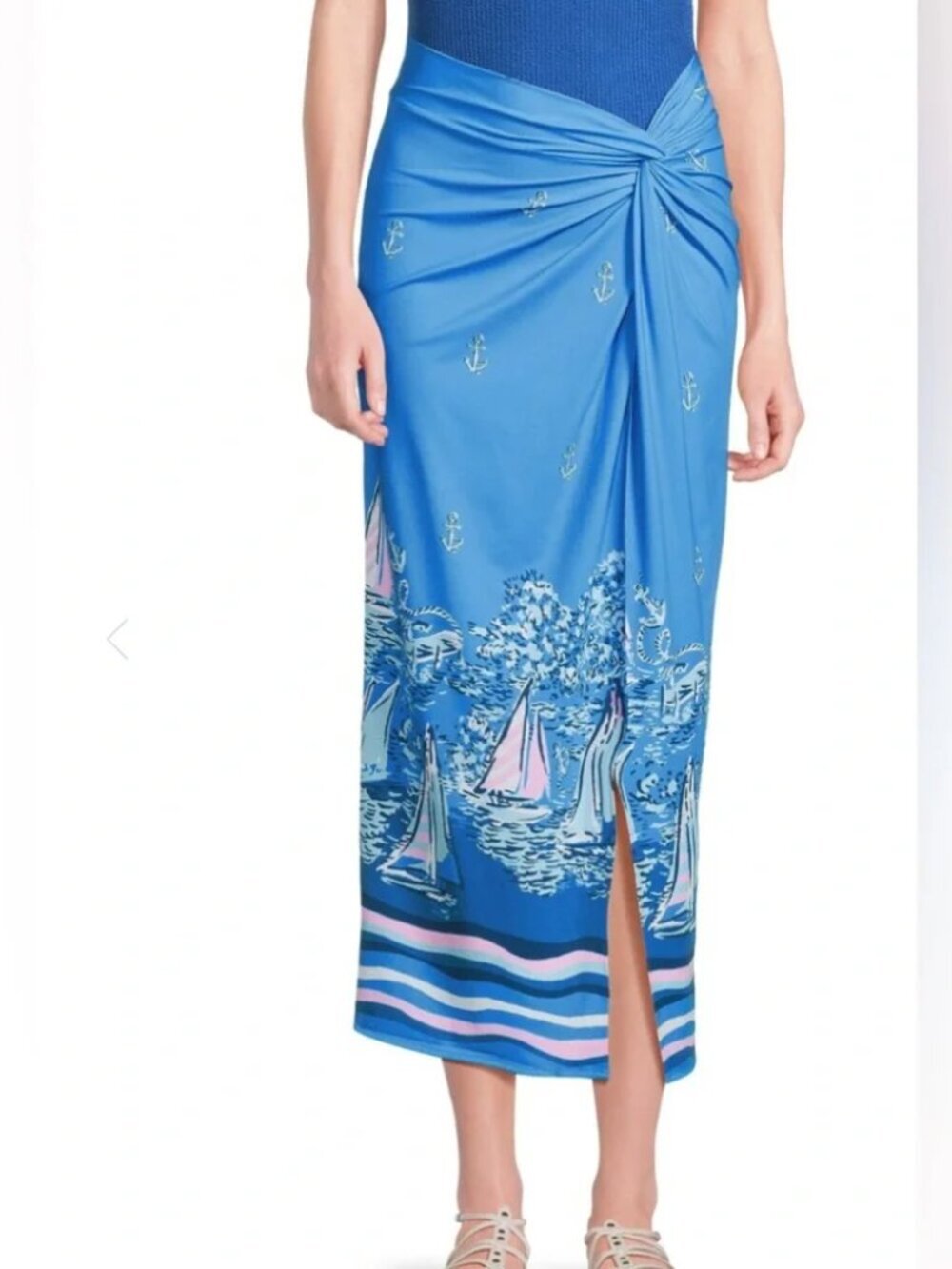 NWT Lilly Pulitzer Leevy Lunar Blue Swim Sarong Cover Up Pareo XL